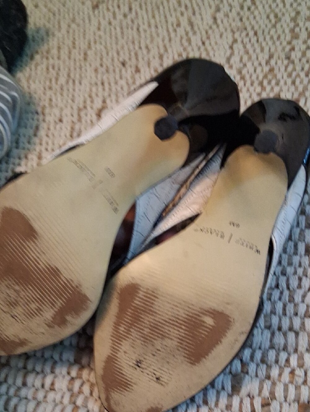 White House Black Market Black & White Peep-Toe Stiletto Heels - Picture 5 of 7